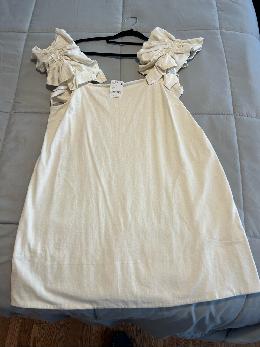 Free People Cream Ruffle-Sleeve Mini Dress